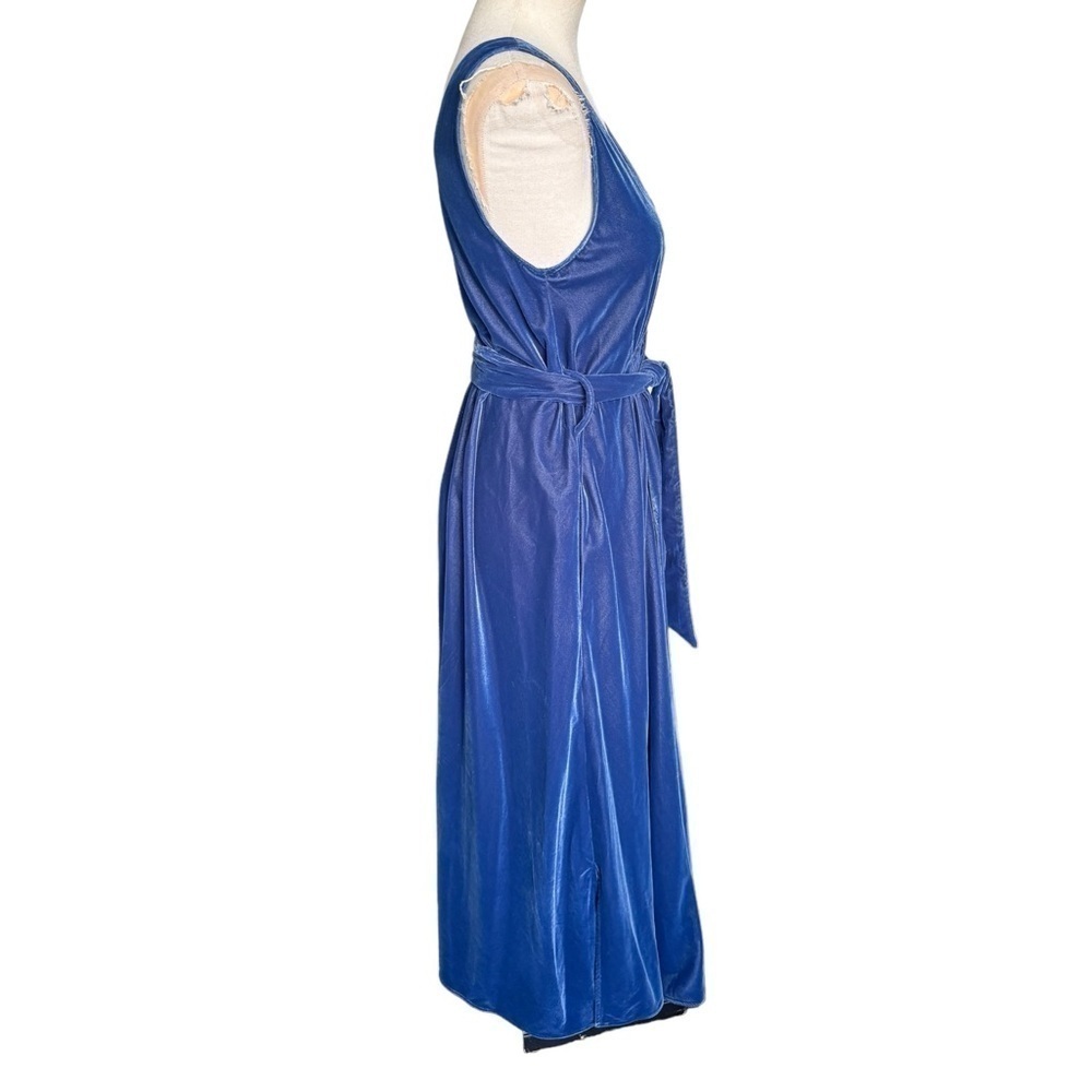 & Other Stories Belted Velvet  Midi Dress in Blue Size: 4 - Picture 7 of 12